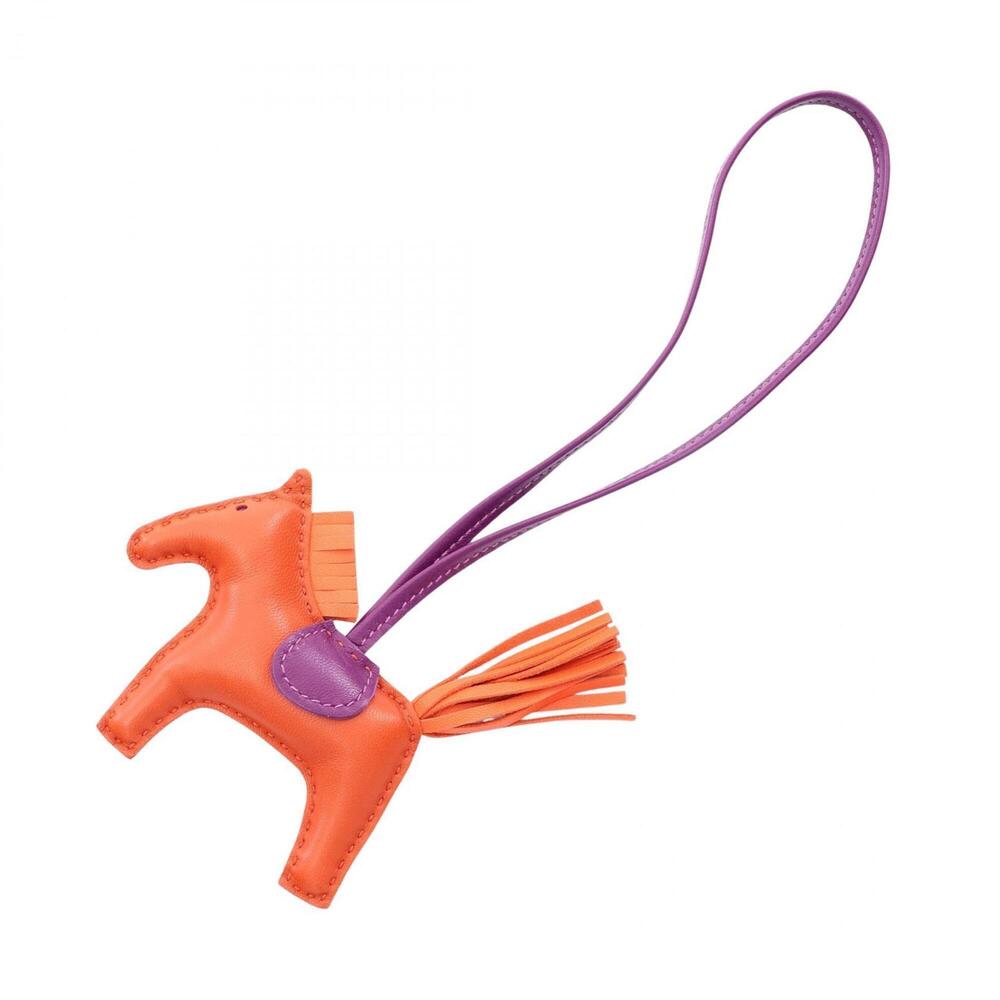 Hermes Rodeo PM Carnelian Violet Orange Poppy Charm Accessory Agneau Milo Wom...